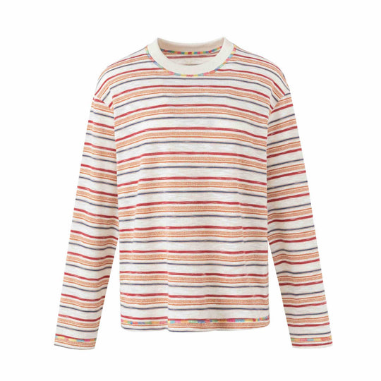 Damen Leichtes gestreiftes Langarm-Strickshirt mit Rundhalsausschnitt Shop Nory