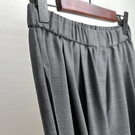 Damen Weite High-Waist Stoffhose mit Gummibund und geradem Bein Shop Nory