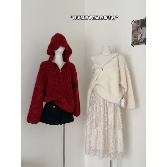 Damen Flauschiger Kapuzenpullover Shop Nory
