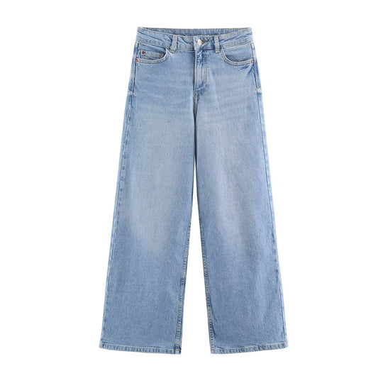 Damen Weite High-Waist Denimhose mit breitem Bein und Five-Pocket-Details Shop Nory