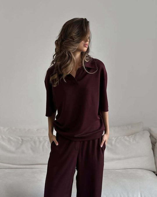 Damen Lässige Bluse mit weitem Schnitt und elegantem Kragen