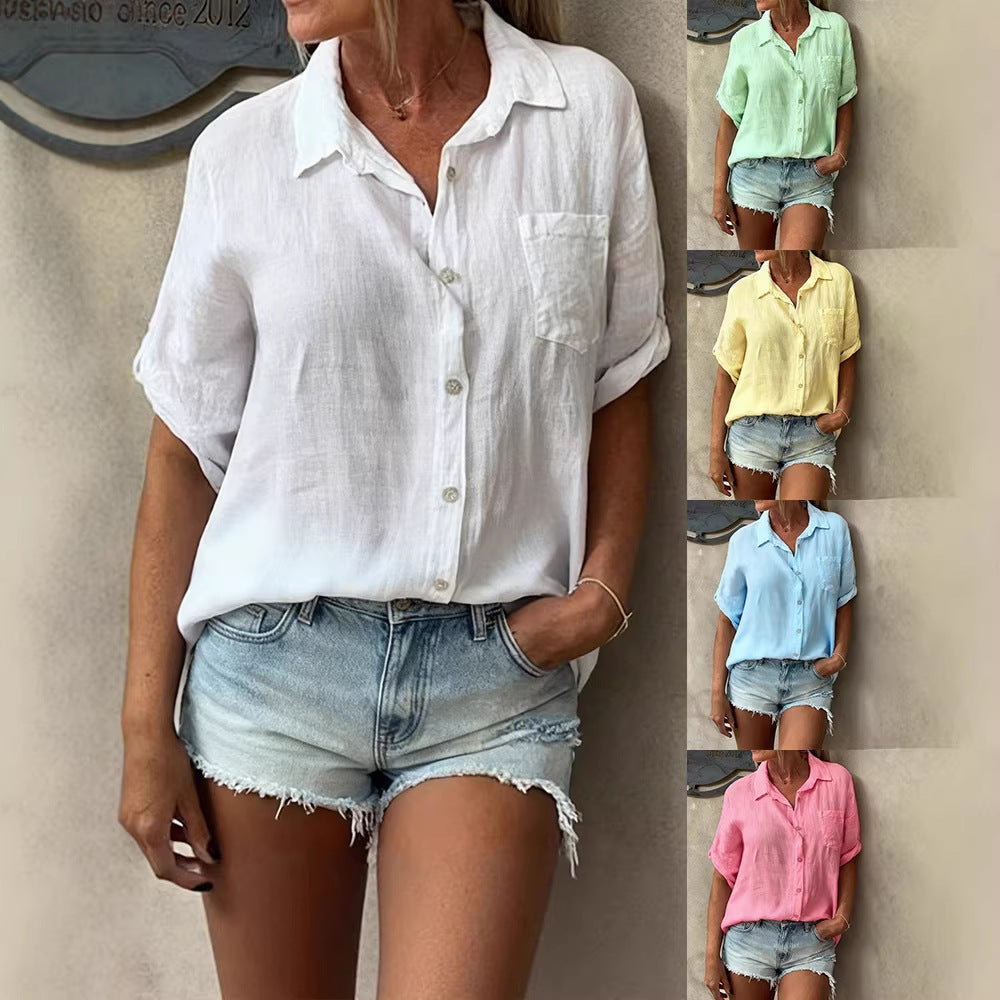 Damen Sommerliche Kurzarmbluse Shopnory