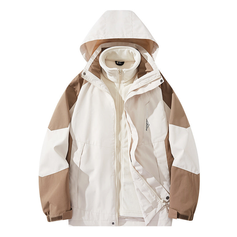 Herren Wasserabweisende zweilagige Trekkingjacke mit abnehmbarer Fleece-Innenjacke und Kapuze Shop Nory