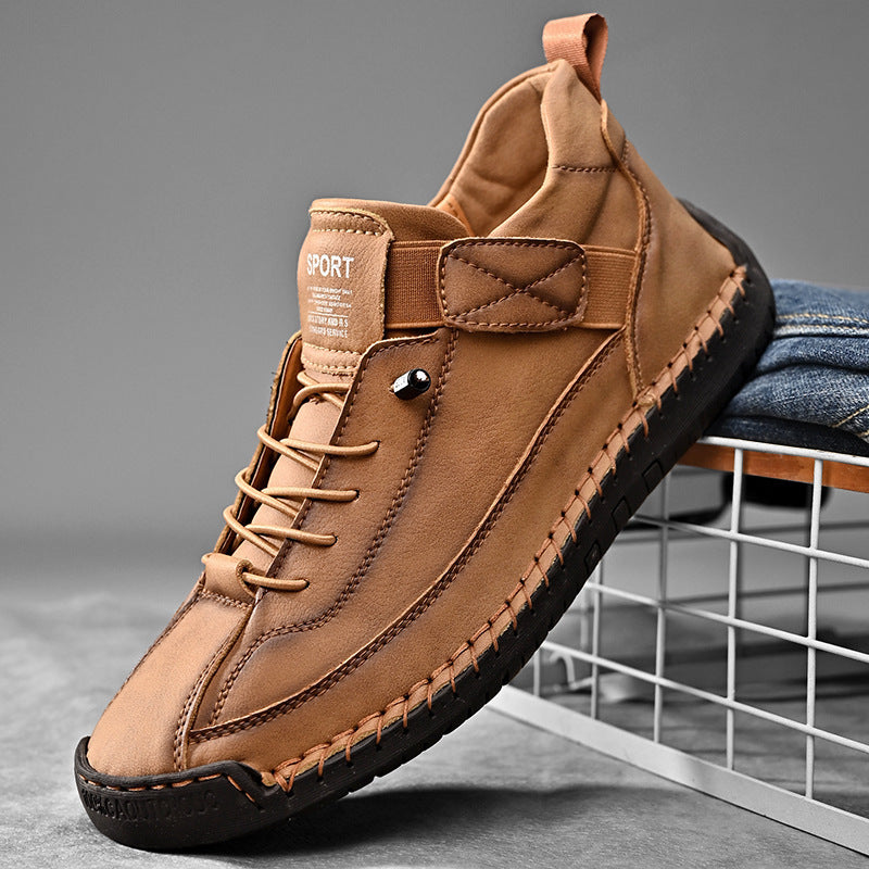 Herren Ledernachahmender Freizeit‑Sneaker mit Klettriemen, Mokassinnaht & profilierter Gummisohle Shop Nory