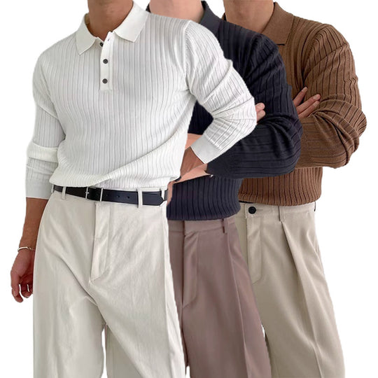 Herren Stilvolles Langarm-Rippstrickoberteil Shop Nory