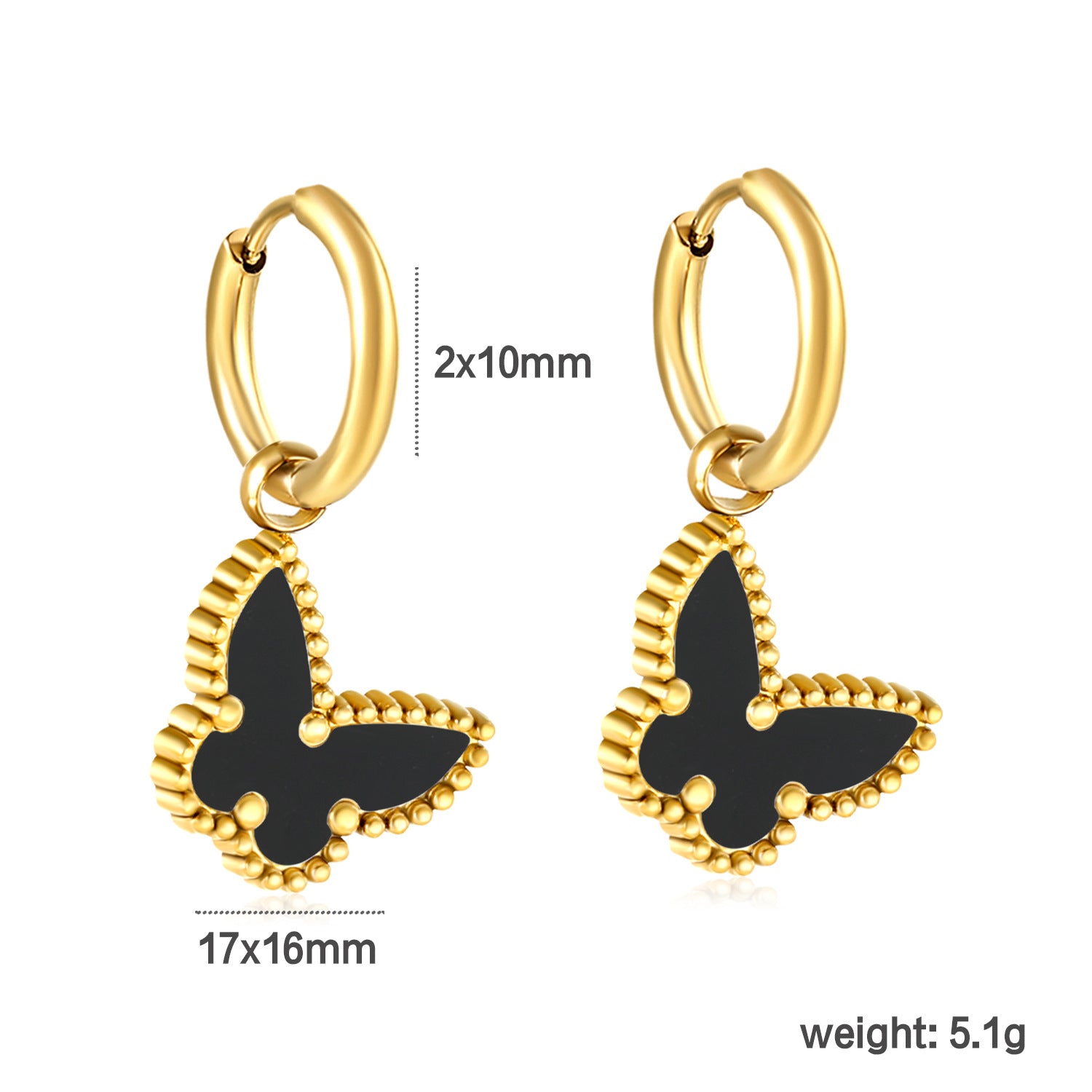 Damen Hängende Ohrstecker mit verspieltem Schmetterlingsdesign und hochwertigem goldplattierten Edelstahl Shop Nory