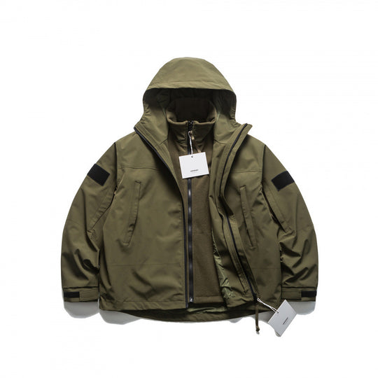 Unisex Oversize-Utility-Regenjacke mit Kapuze und verdecktem Reißverschluss Shop Nory