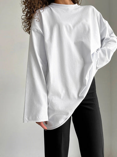 Damen Oversize Langarmshirt mit hohem Kragen