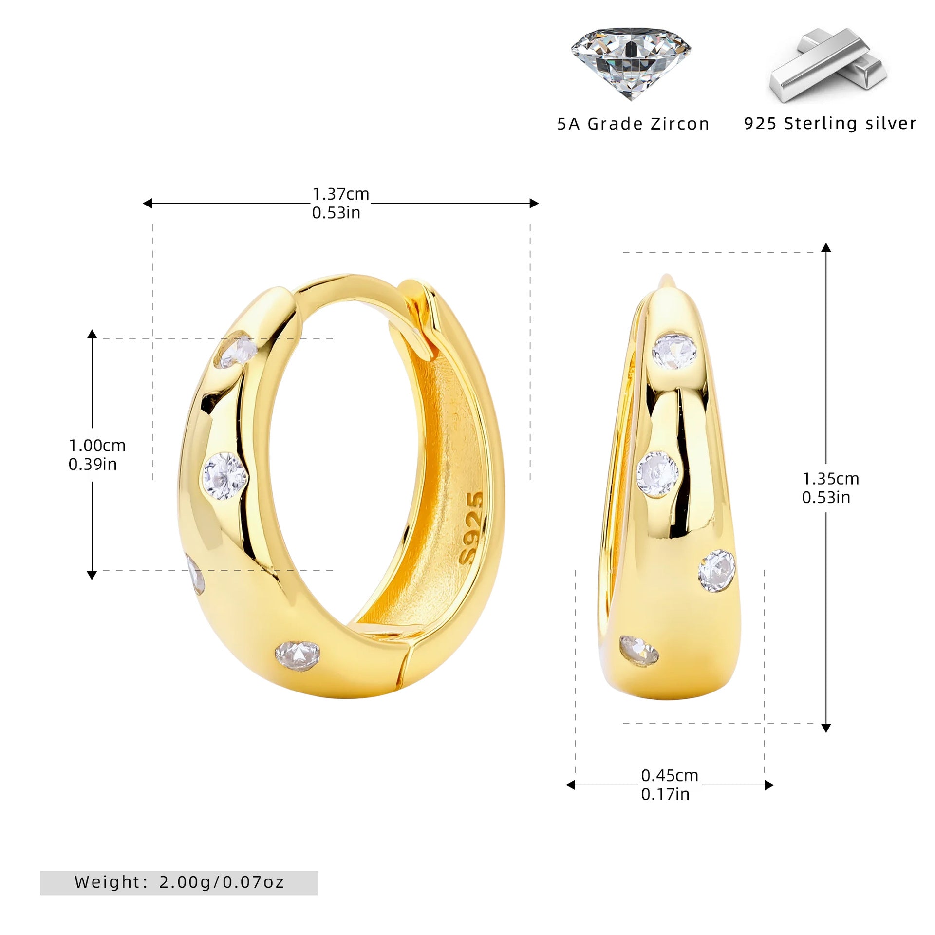 Damen Creolen mit geschwungenem Design und Zirkonbesatz Shop Nory