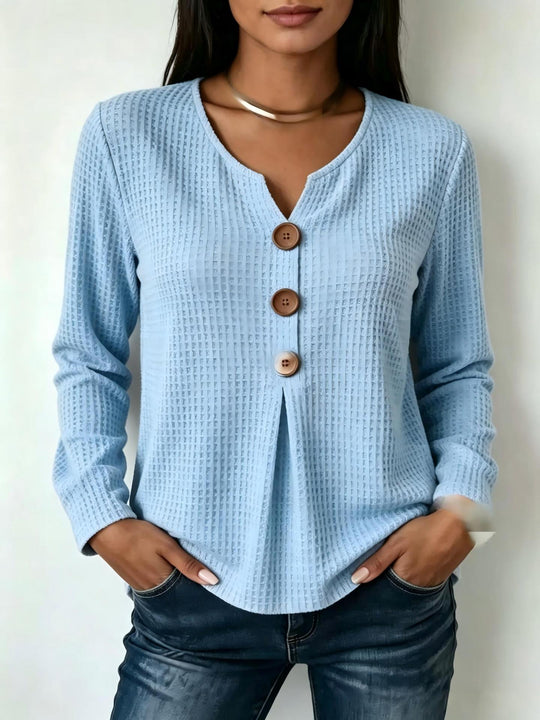 Damen Modisches Langarmshirt mit Knopfdetails Shop Nory