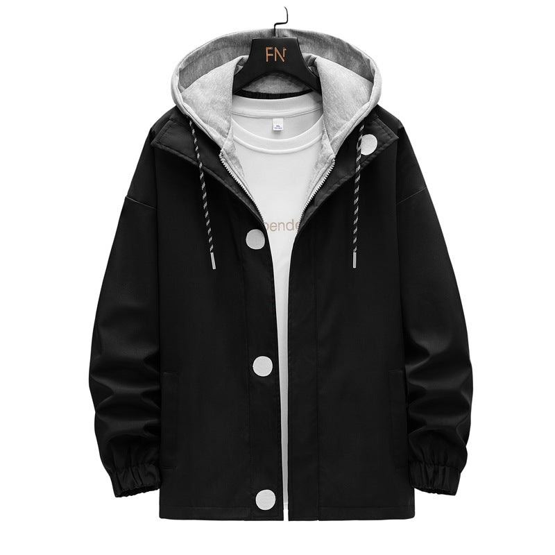 Herren zweilagige Kapuzen‑Overlayerjacke mit kontrastierter Innenkapuze und elastischen Bündchen Shop Nory