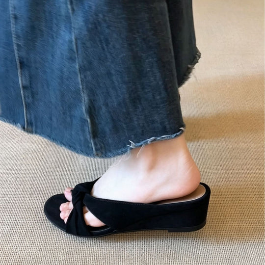Damen elegante Bogenmuster-Sandalen mit geknotetem Riemendesign Shopnory