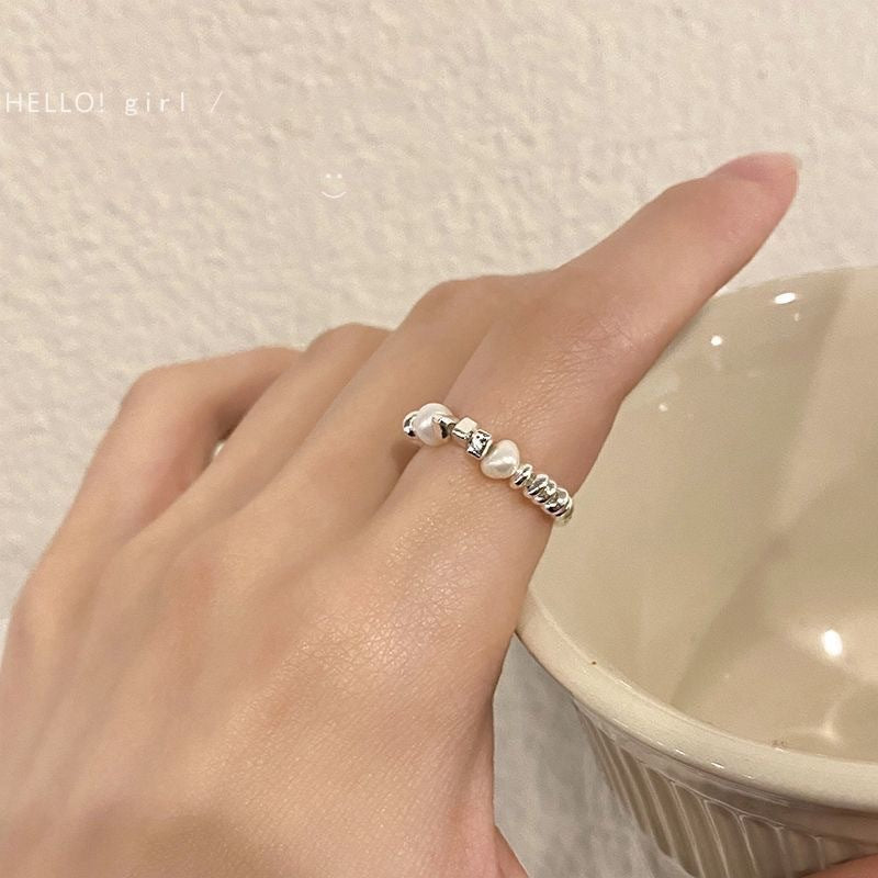 Damen Warenring mit Perlen und strukturiertem Design Shop Nory