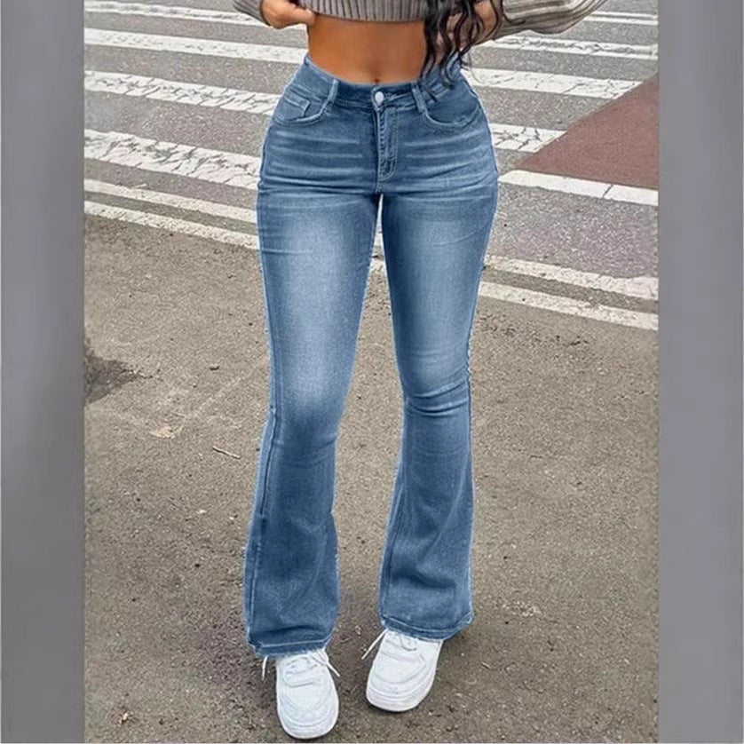 Damen hochtaillierte Bootcut-Jeans mit sculptendem Hüftbund Shop Nory