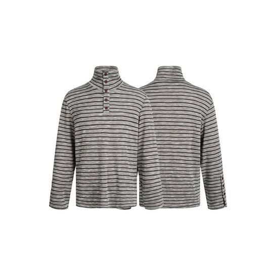 Herren Gestreifter Rollkragenpullover mit Knopfleiste und relaxed Fit Shop Nory