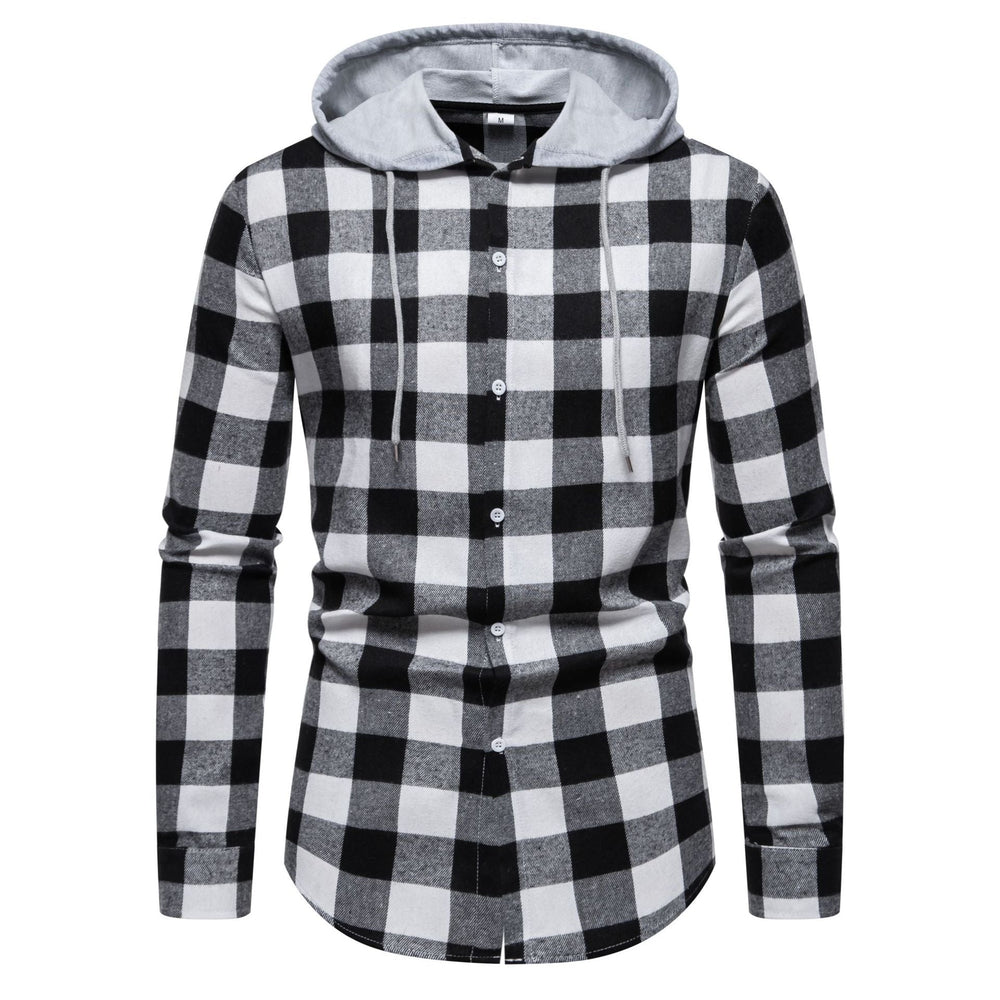 Herren Flanellhemden mit integriertem Kapuzen-Design und lässigem Look Shopnory