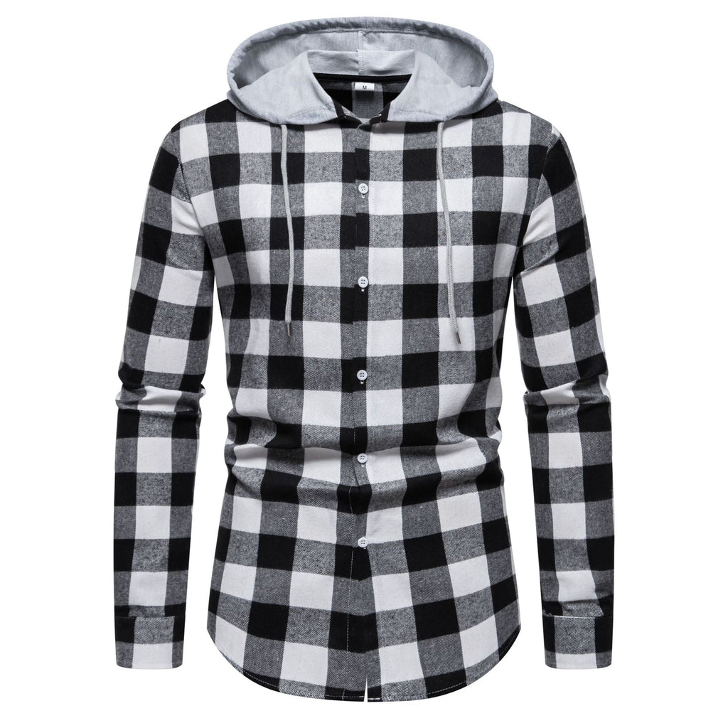 Herren Flanellhemden mit integriertem Kapuzen-Design und lässigem Look Shopnory