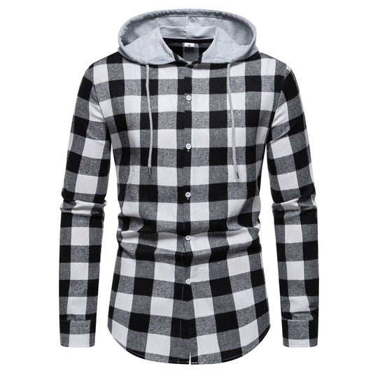 Herren Flanellhemden mit integriertem Kapuzen-Design und lässigem Look Shopnory