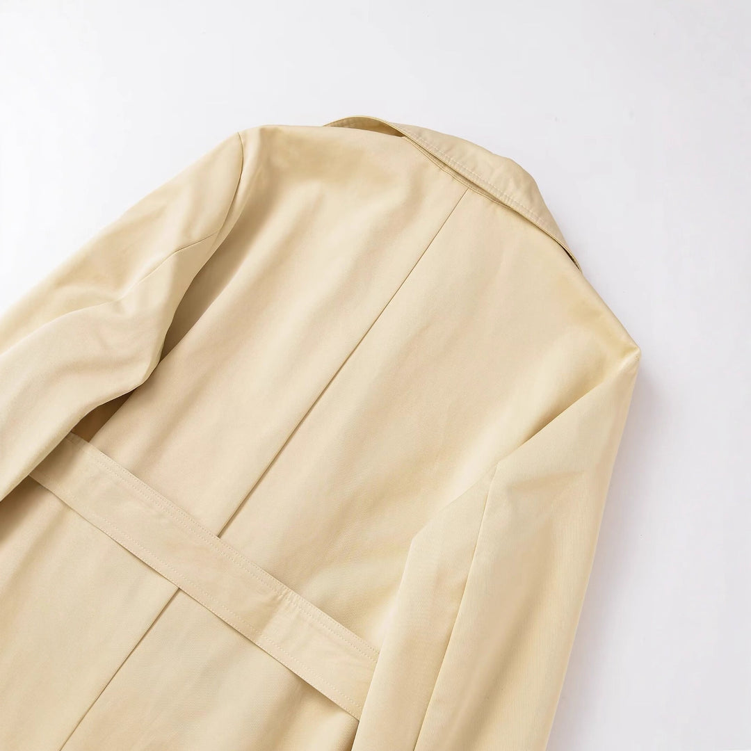 Damen Midi-Trenchcoat aus leichtem Funktionsstoff mit Bindegürtel und Sturmklappe Shop Nory