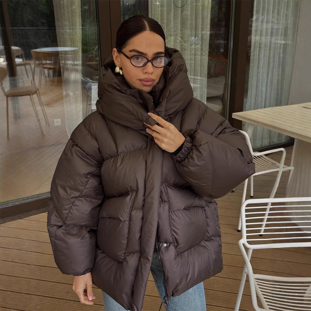 Damen Oversize Steppjacke mit hohem Schalkragen und wattierter Füllung Shop Nory