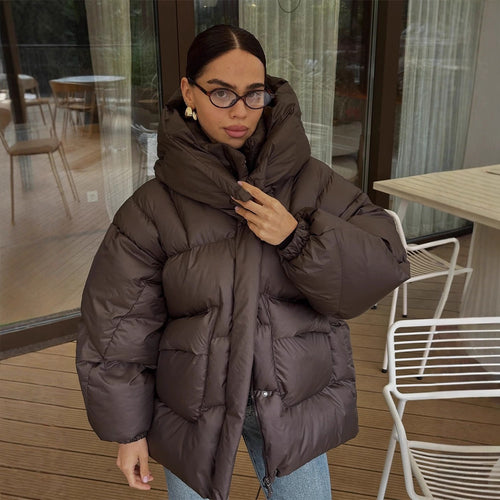 Damen Oversize Steppjacke mit hohem Schalkragen und wattierter Füllung Shop Nory
