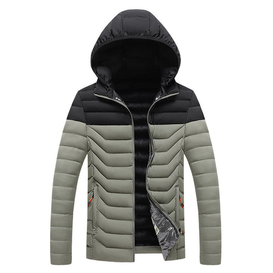 Herren Ultraleichte gesteppte Kapuzenjacke mit Chevron-Steppung, winddichter Außenlage und Thermofutter Shop Nory