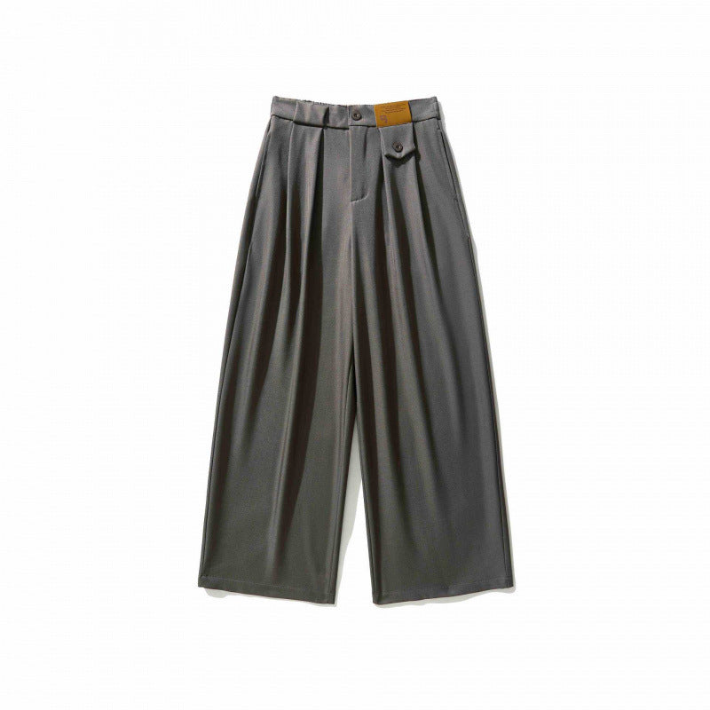 Damen Weite Culotte-Hose mit Kellerfalten, hohem Bund und dekorativem Knopfdetail Shop Nory