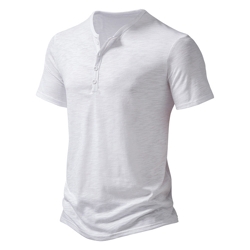 Herren Kurzarm Henley-T-Shirt mit Knopfleiste und atmungsaktivem Material