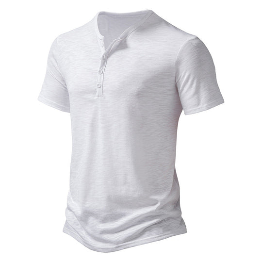 Herren Kurzarm Henley-T-Shirt mit Knopfleiste und atmungsaktivem Material