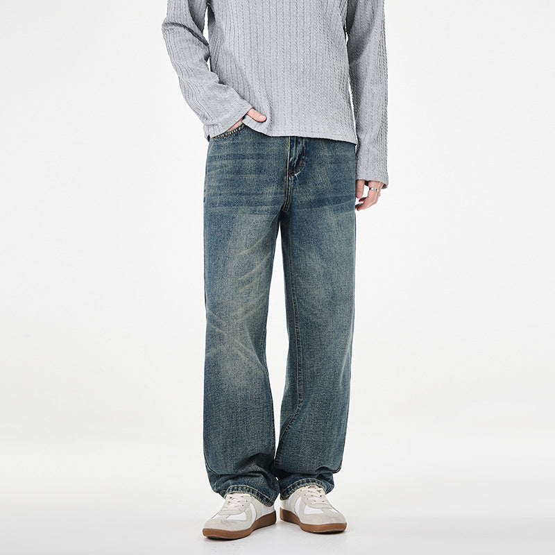Herren weite Denim-Jeans mit geradem Schnitt und Vintage-Waschung Shop Nory