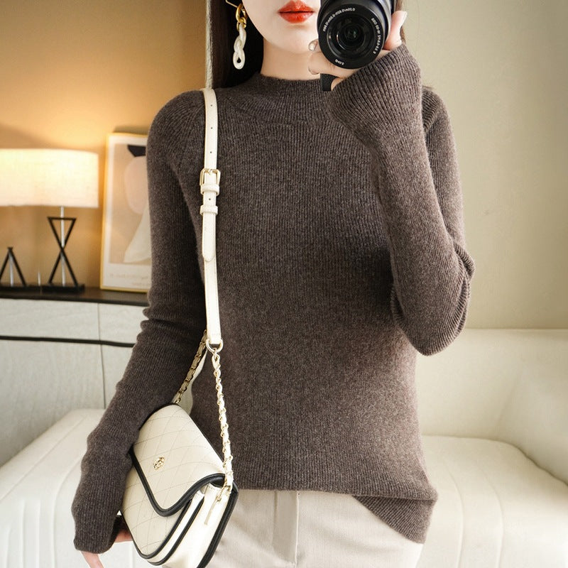 Damen Schmal geschnittener Stehkragenpullover aus leichtem Feinstrick mit feiner Rippenstruktur Shop Nory