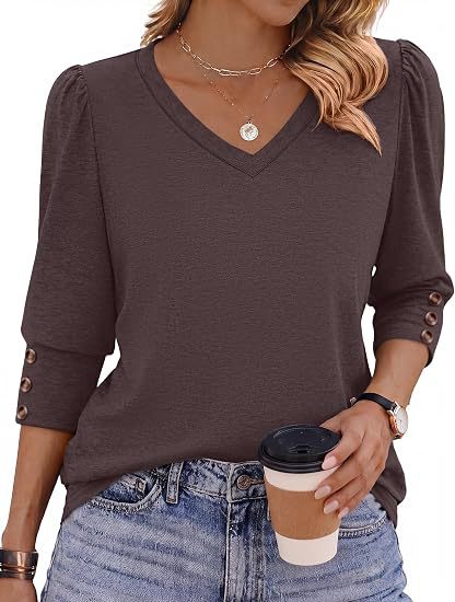 Damen Leopardenmuster V‑Neck Bluse mit 3/4-Ärmeln und geraffter Vorderpartie Shop Nory