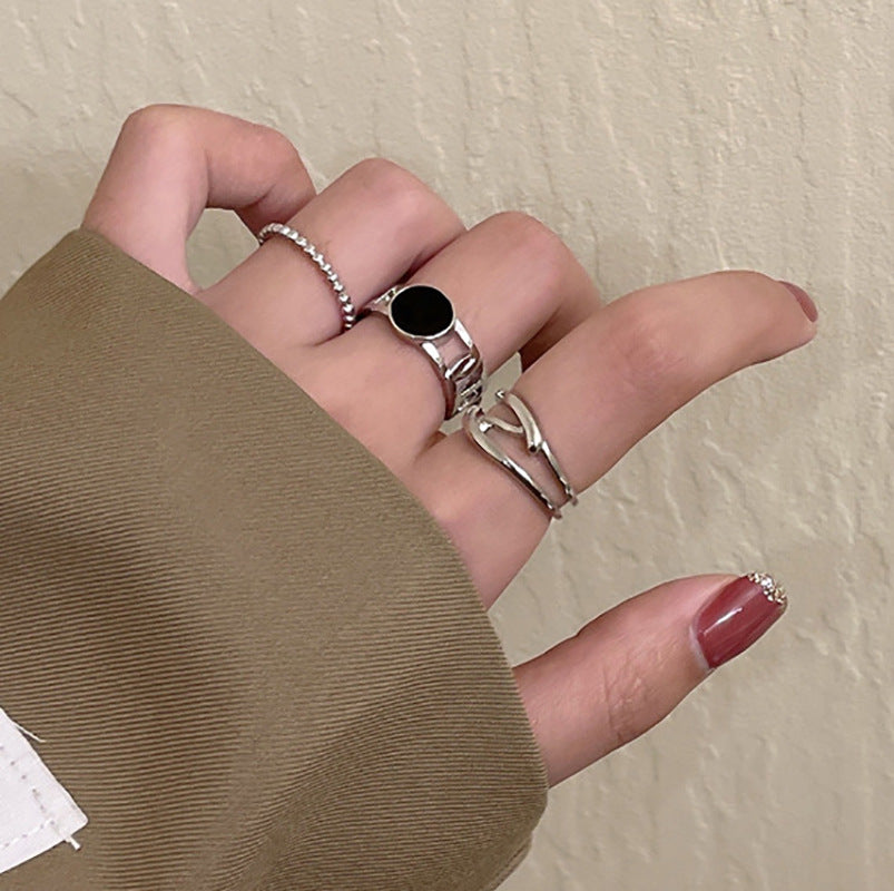 Damen Schmuckring-Set aus elegantem Silber mit künstlerischen Designs Shop Nory