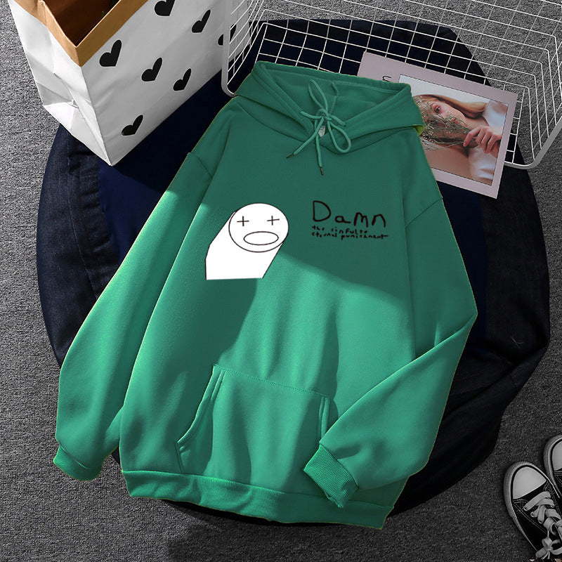 Damen nan Kapuzenpullover mit minimalistischer Grafik, lockerer Oversize-Passform und Kängurutasche Shop Nory