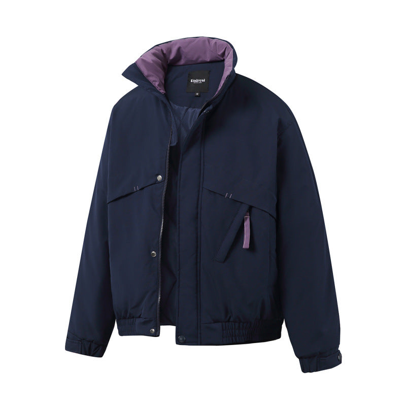 Unisex Boxy‑Wattierte Kurzjacke mit asymmetrischen Eingrifftaschen und hohem Stehkragen Shop Nory