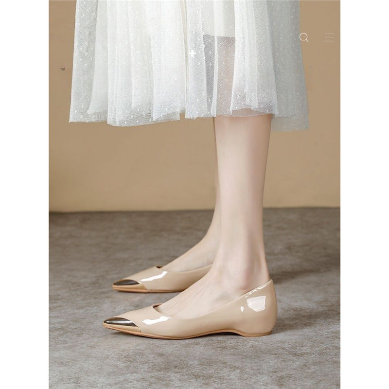 Damen Spitz zulaufende Ballerinas mit Leopardenmuster und metallischer Zehenkappe Shop Nory