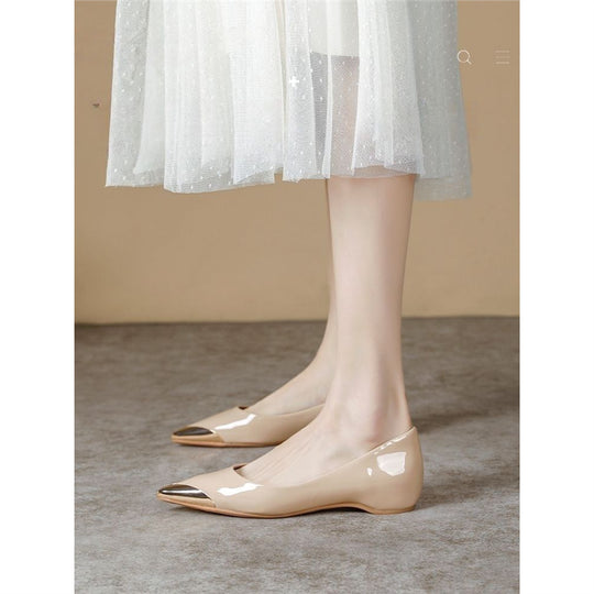 Damen Spitz zulaufende Ballerinas mit Leopardenmuster und metallischer Zehenkappe Shop Nory