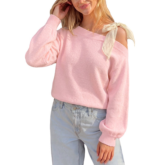 Damen Trendiger Pullover mit Schulterband Shop Nory