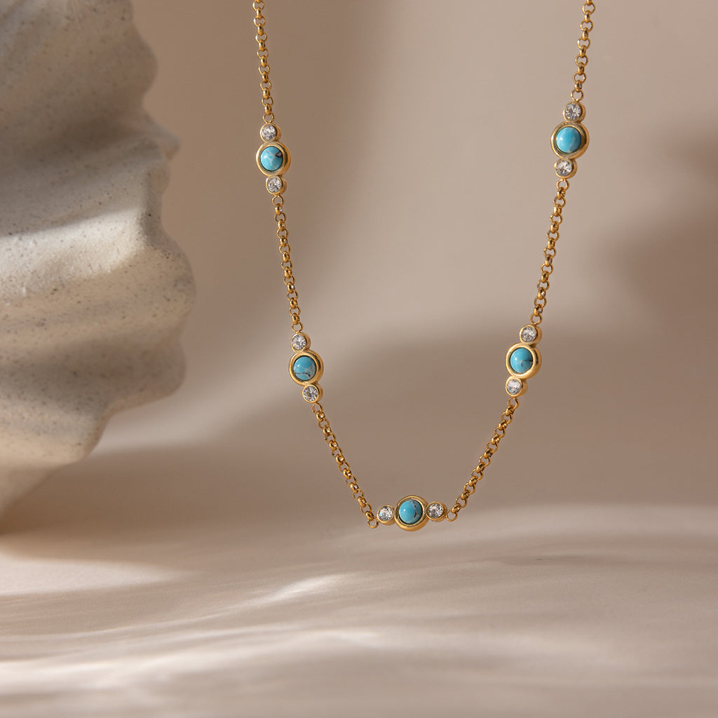 Damen Halskette mit elegantem turquoise und zirkonia Akzent Shop Nory