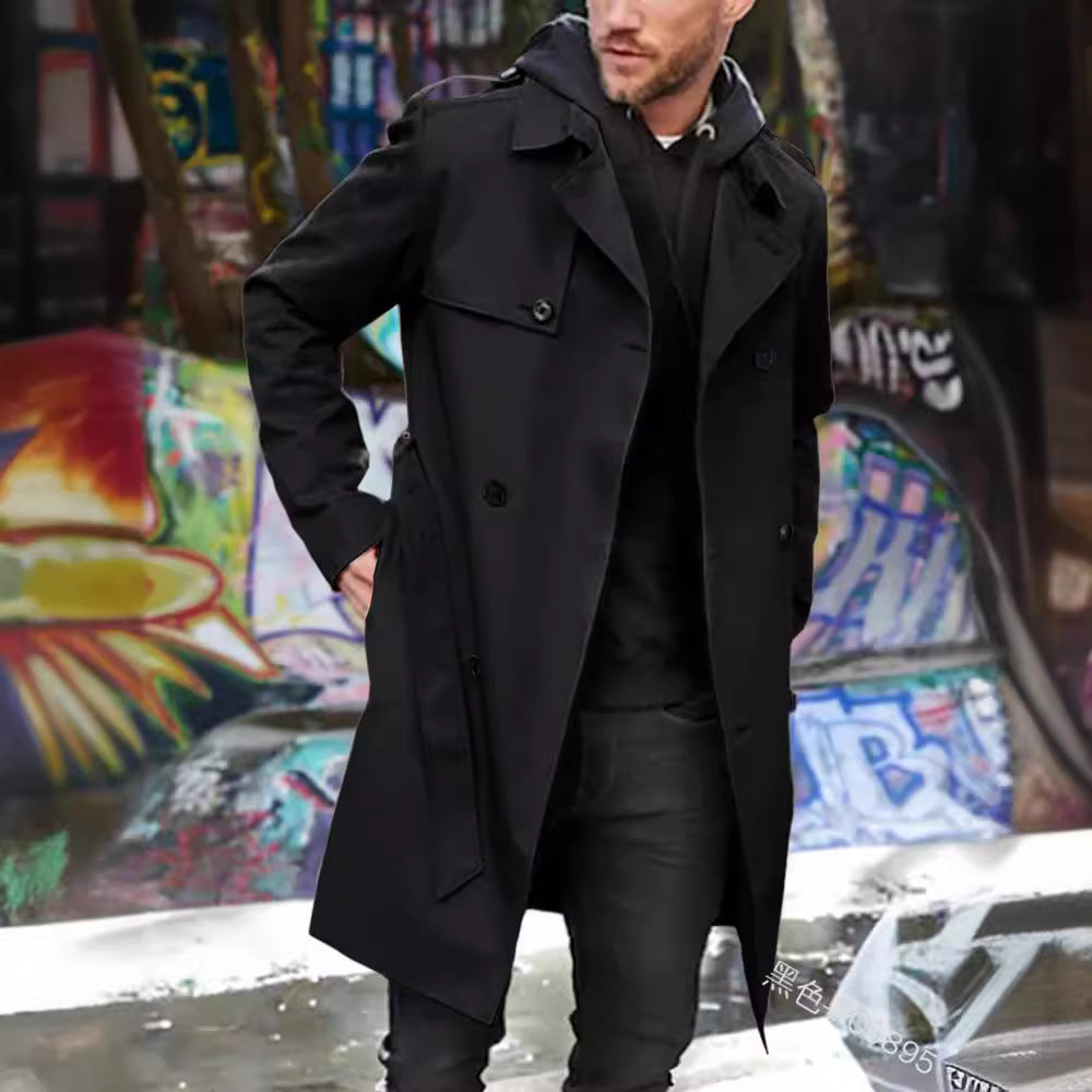 Herren nan urbaner Regenmantel im Trench-Stil mit doppellagiger Sturmklappe und verstellbaren Manschetten Shop Nory