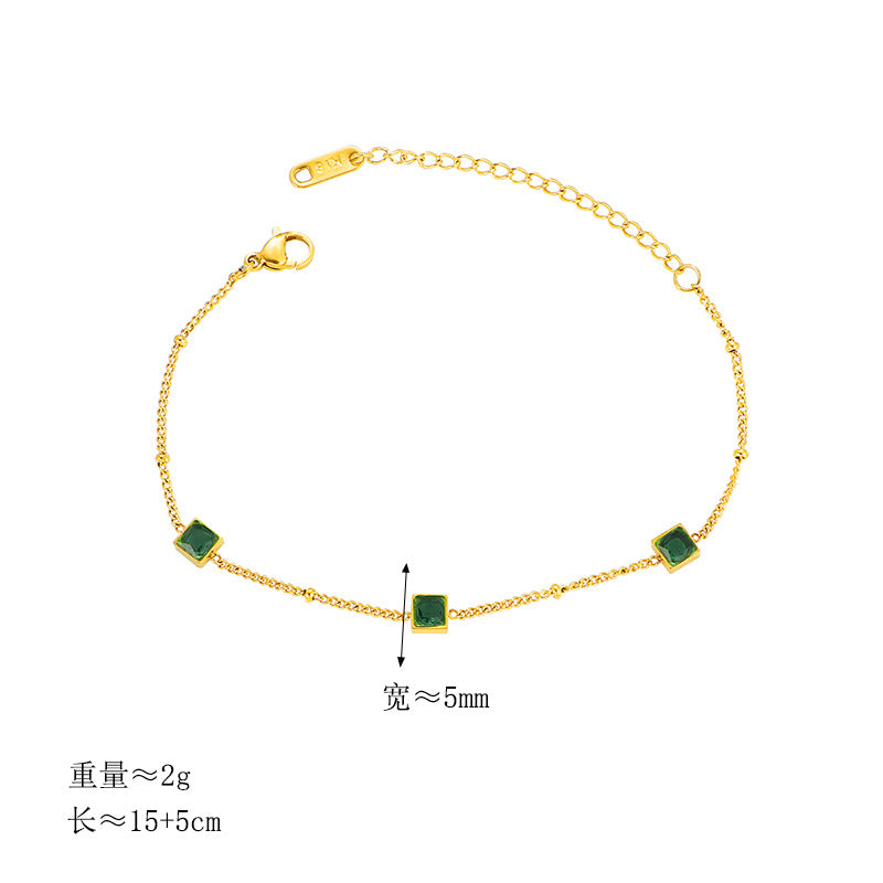 Damen filigranes Armband mit quadratischen Edelsteinen Shop Nory