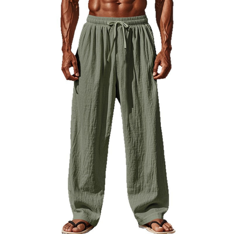 Herren nan leichte Leinenstrandhose mit Tunnelzug und weitem Bein Shop Nory
