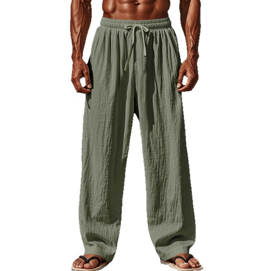 Herren nan leichte Leinenstrandhose mit Tunnelzug und weitem Bein Shop Nory