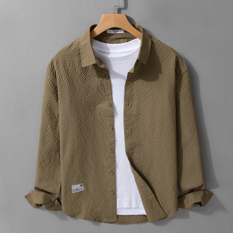 Herren Struktur-Leichthemd im Layering-Style mit Crinkle-Optik und gerundetem Saum Shop Nory