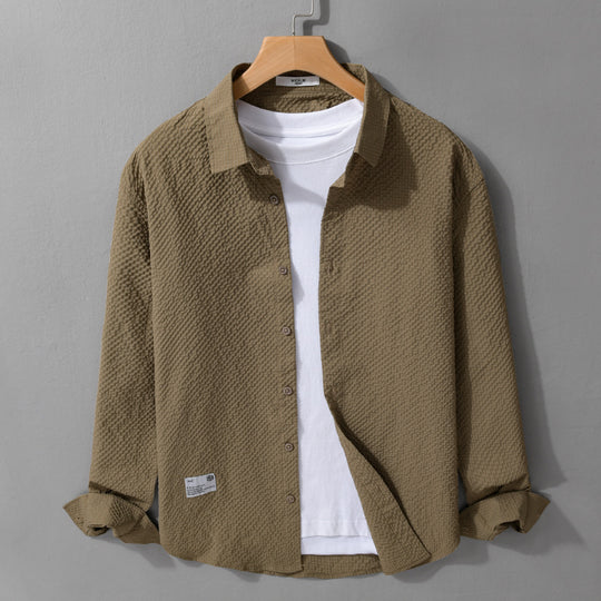 Herren Struktur-Leichthemd im Layering-Style mit Crinkle-Optik und gerundetem Saum Shop Nory