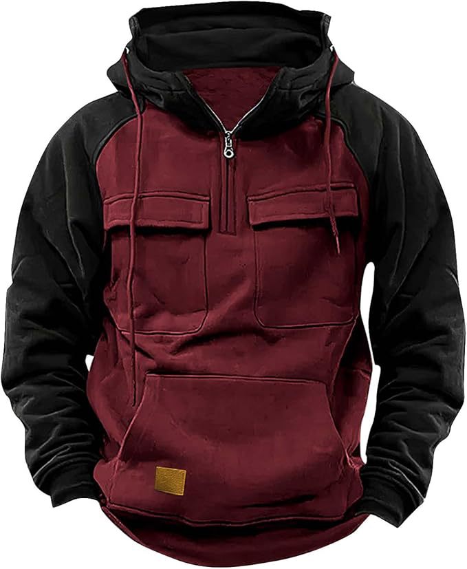 Herren Sportlicher Baumwoll-Hoodie mit Kapuze und praktischen Taschen