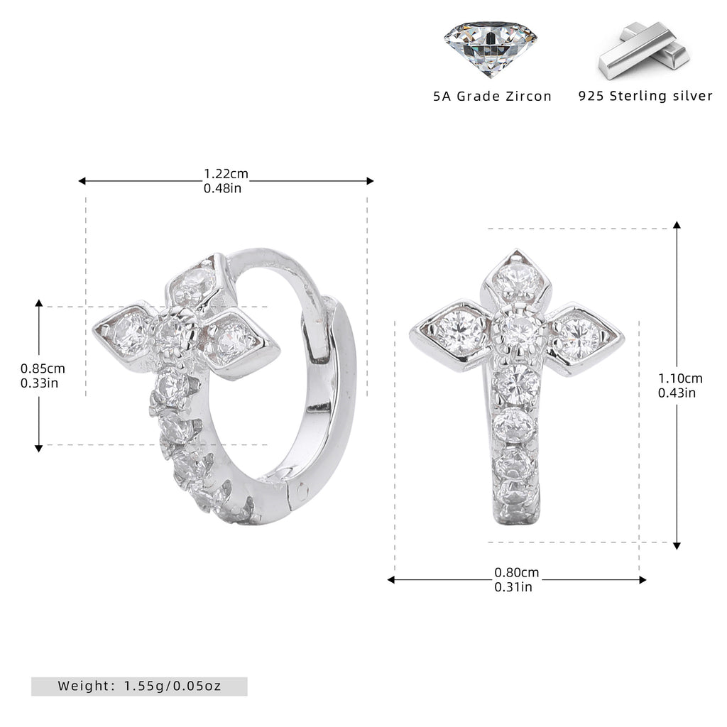 Damen Ohrhänger mit funkelndem Kreuzdesign aus hochwertigem 925 Sterling Silber Shop Nory