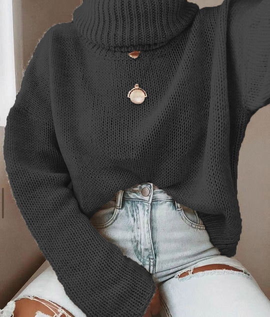 Damen Oversize Rollkragenpullover grobgestrickt mit weitem Schnitt Shop Nory