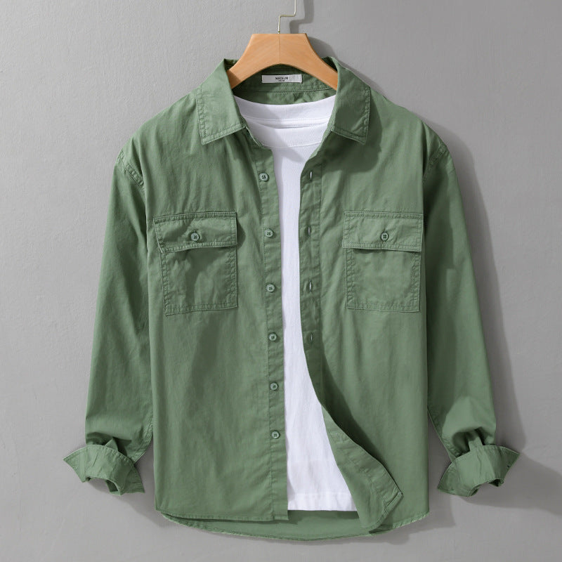 Herren Pflegeleichtes Baumwoll-Utility-Overshirt mit Doppel‑Brusttaschen und entspanntem Saum Shop Nory