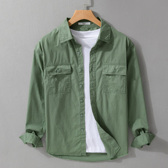 Herren Pflegeleichtes Baumwoll-Utility-Overshirt mit Doppel‑Brusttaschen und entspanntem Saum Shop Nory